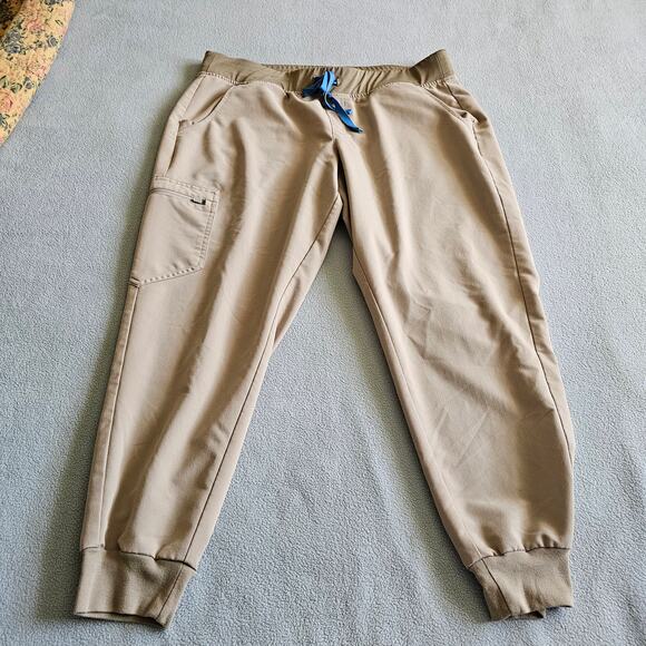 FIGS Scrub Pants Joggers XL/P Tan Technical Collection Elastic Waist Medical - Picture 1 of 10